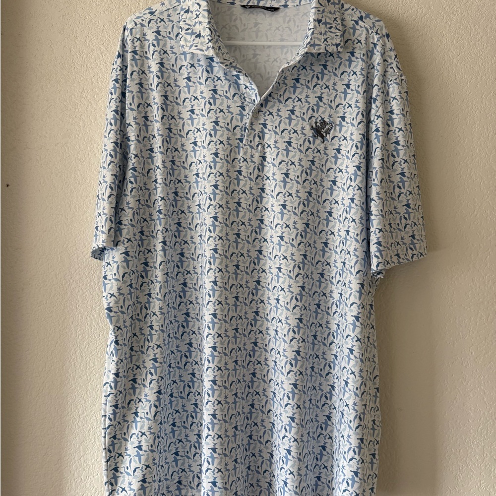 Blue Patterned Polo Shirt